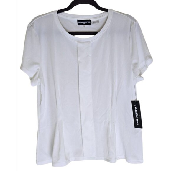 Karl Lagerfeld Paris Womens White Short Sleeve Top Size Large - Picture 1 of 7